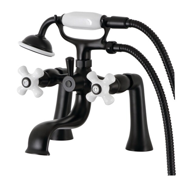 Kingston Brass KS268PXMB Deck Mount Clawfoot Tub Faucet with Hand Shower, Matte Black KS268PXMB - main